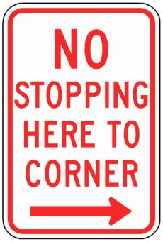 NO STOPPING HERE TO CORNER (NYP1-11) sign artwork