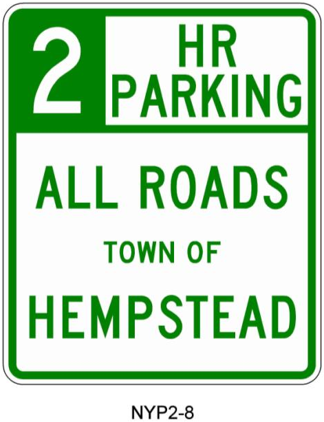 2 HR PARKING ALL ROADS TOWN OF HEMPSTEAD (NYP2-8) sign artwork