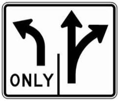 Left, Through, or Right Lane-Use Movements (NYR3-59) sign artwork