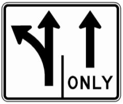 Shared Left/Through and Through-Only Lane (NYR3-61) sign artwork