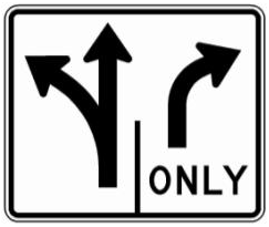 Shared Left/Through and Right-Only Lane (NYR3-62) sign artwork