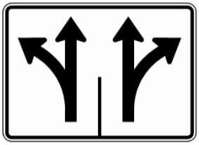 Left/Through and Through/Right Lanes (NYR3-67) sign artwork