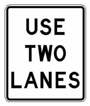NO TRUCKS BUSES TRAILERS LEFT LANE (NYR4-17) sign artwork