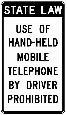 STATE LAW USE OF HAND-HELD MOBILE TELEPHONE BY DRIVER PROHIBITED (NYR9-14) sign artwork