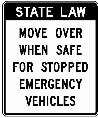 STATE LAW MOVE OVER WHEN SAFE FOR STOPPED EMERGENCY VEHICLES (NYR9-15) sign artwork