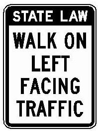STATE LAW WALK ON LEFT FACING TRAFFIC (NYR9-3) sign artwork